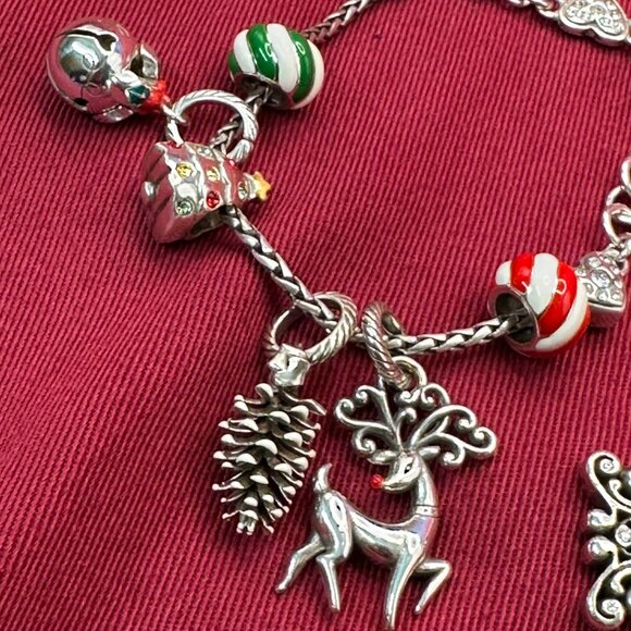 Brighton Christmas Theme Silver Plated Charm Bracelet & Earrings - Picture 15 of 16